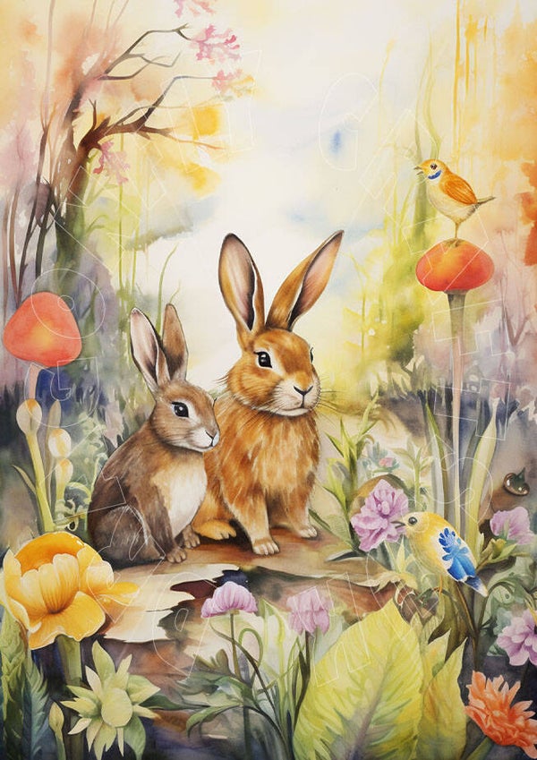Easter Bunnies 3 Rice Paper