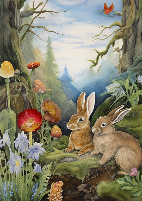 Easter Bunnies 4 Rice Paper