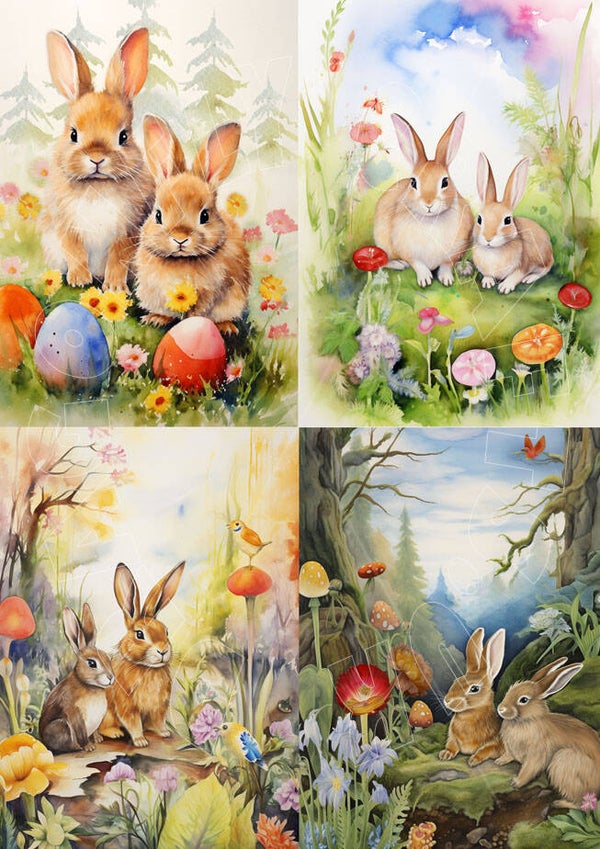 Easter Bunnies Multi Rice Paper