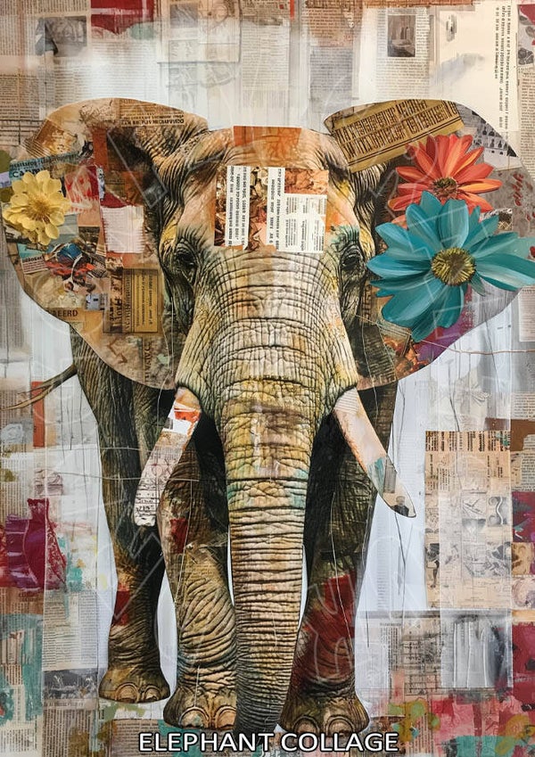 Elephant Collage Rice Paper