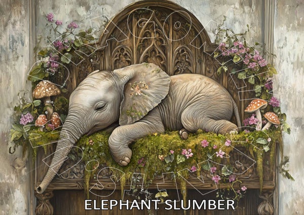 Elephant Slumber Rice Paper