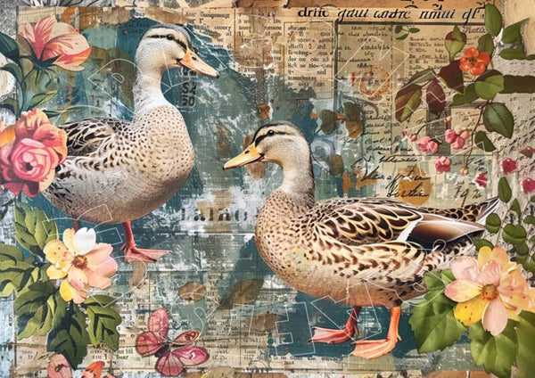 Farm Duck Collage Rice Paper