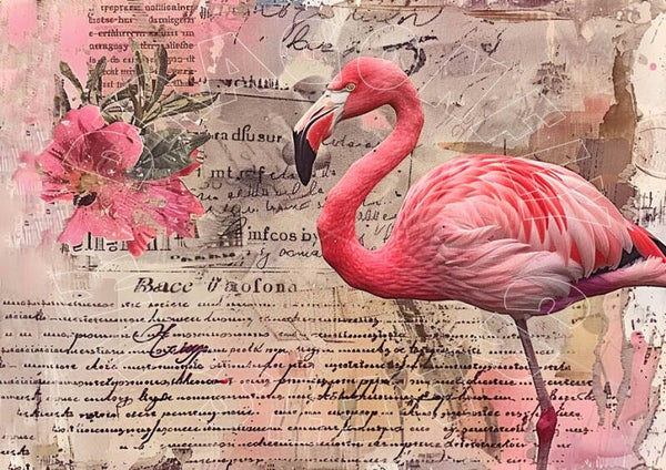 Flamingo Collage 2 Rice Paper