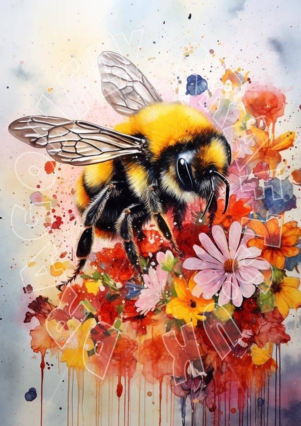 Floral Bee 1 Rice Paper