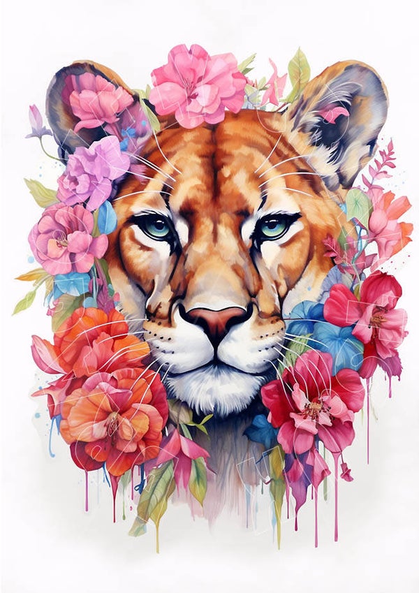 Floral Lioness Rice Paper
