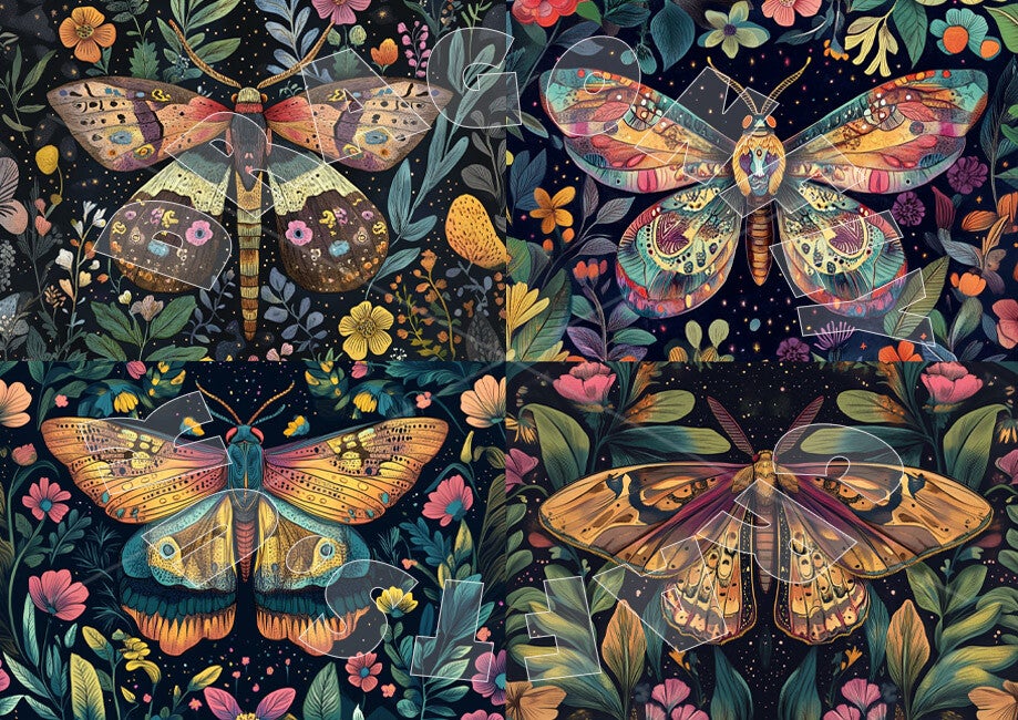 Floral Moths Multi Rice Paper
