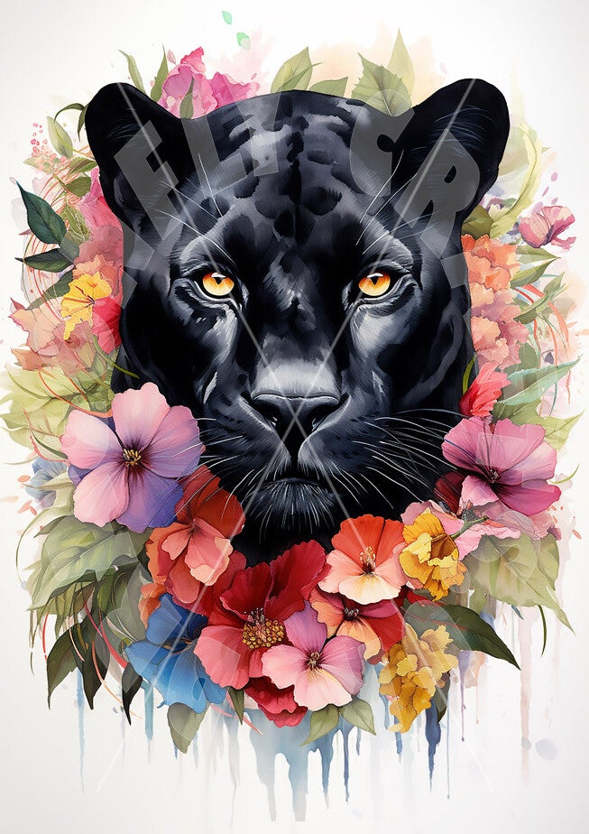 Floral Panther Rice Paper