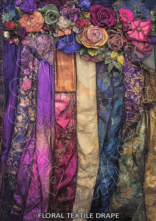 Floral Textile Drape Rice Paper