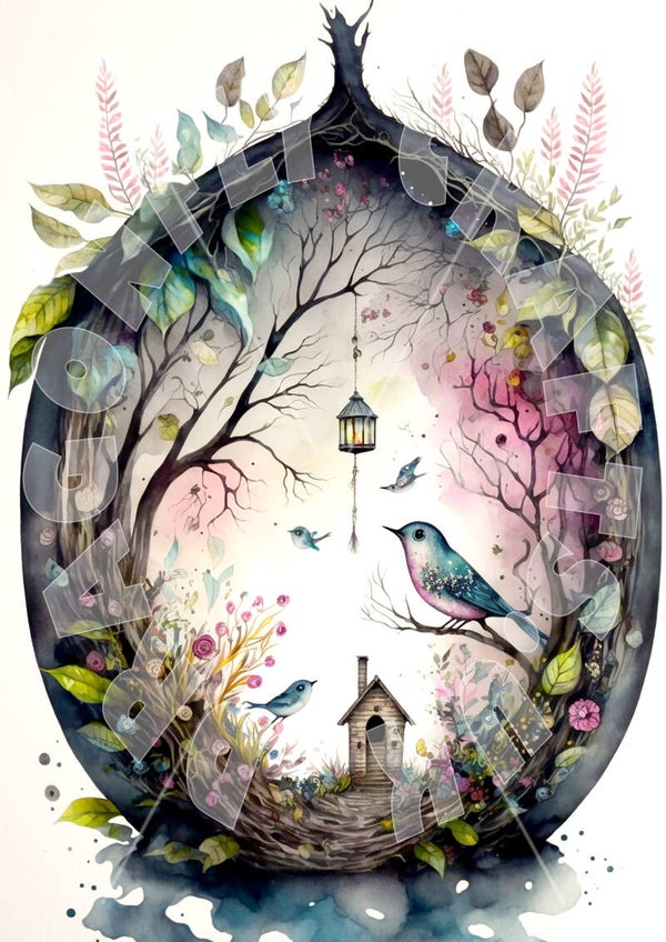 Folkart Birdhouse Rice Paper