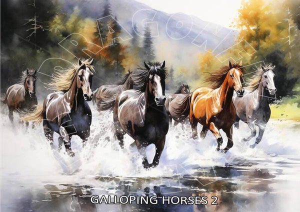Galloping Horses 2 Rice Paper