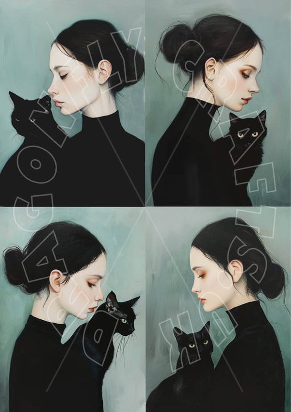 Girl & Cat Multi Rice Paper