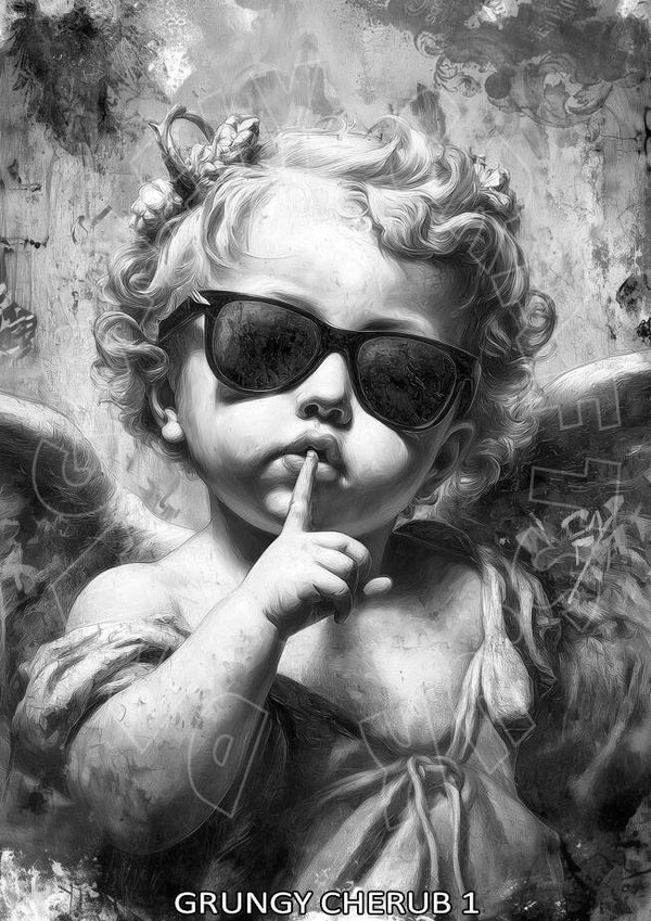 Grungy Cherub 1 Rice Paper