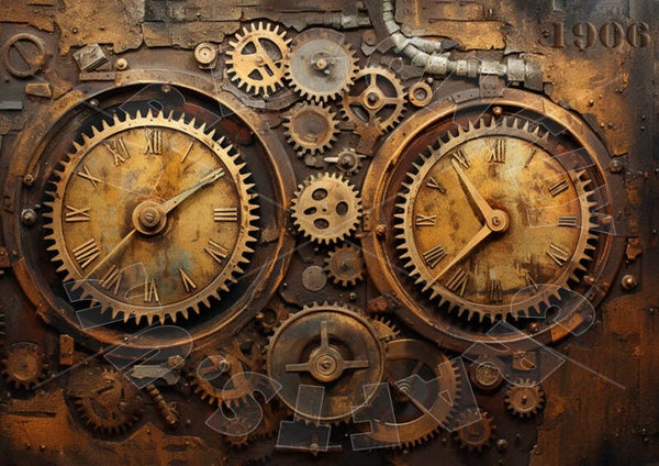 Grungy Clockwork 2 Rice Paper