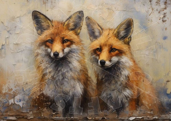 Grungy Fox Cubs Rice Paper