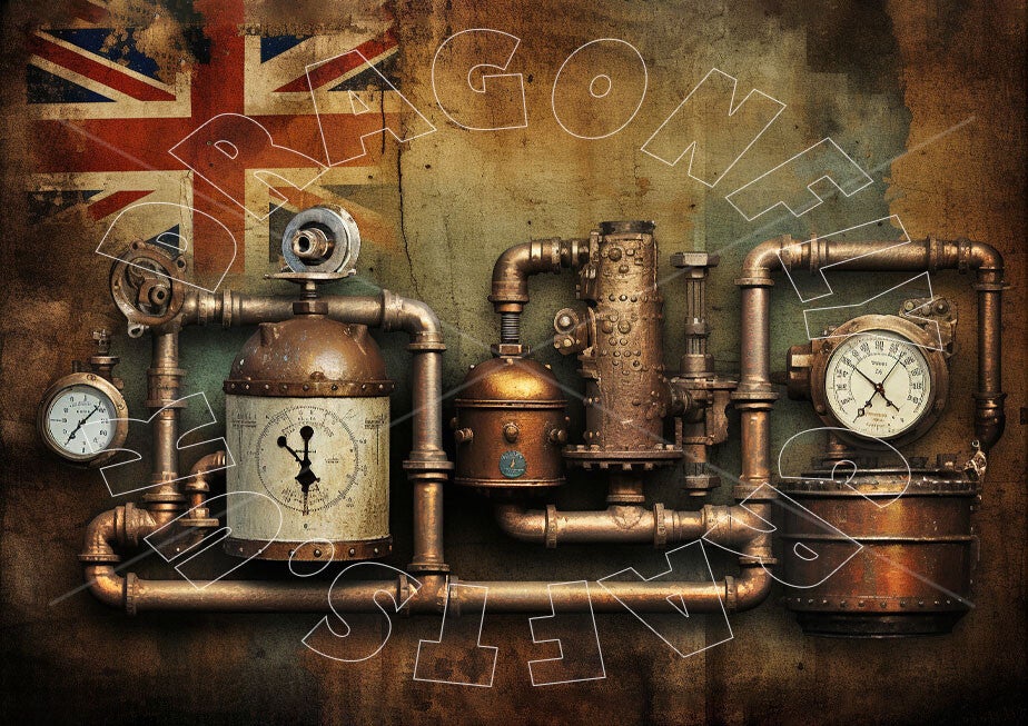 Grungy Pipes Background 4 Rice Paper