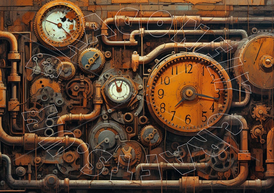 Grungy Pipes Background 1 Rice Paper