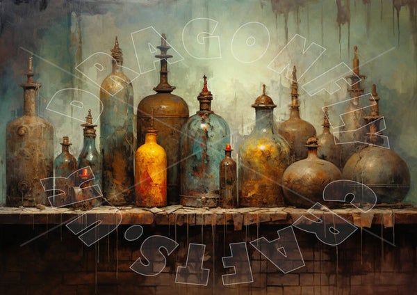 Grungy Potion Bottles 1 Rice Paper