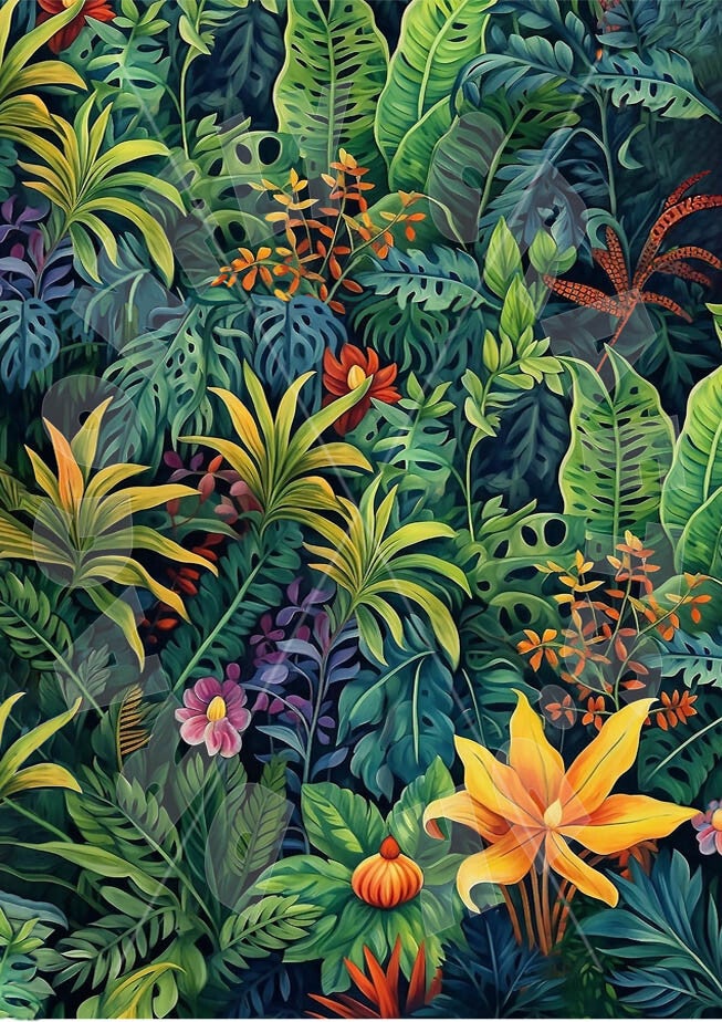 Jungle Foliage 1 Portrait Rice Paper
