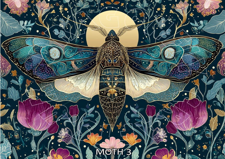 Floral Moths 3 Rice Paper