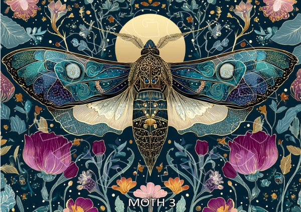 Floral Moths 3 Rice Paper