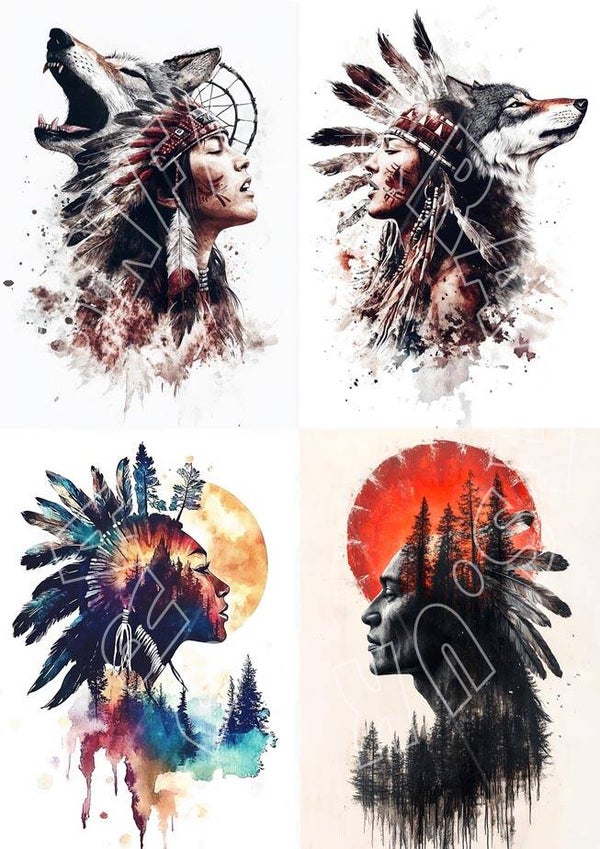 Native American 2 Multi Rice Paper