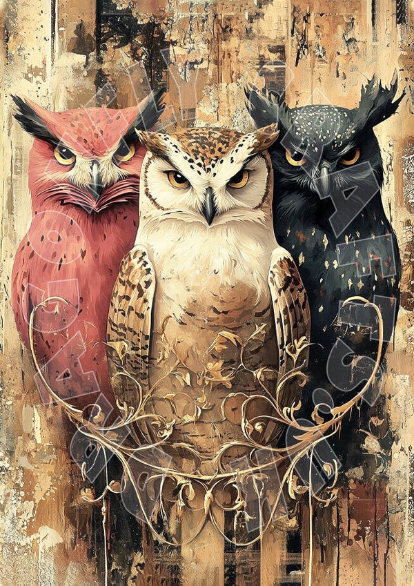 Owl Trio Rice Paper