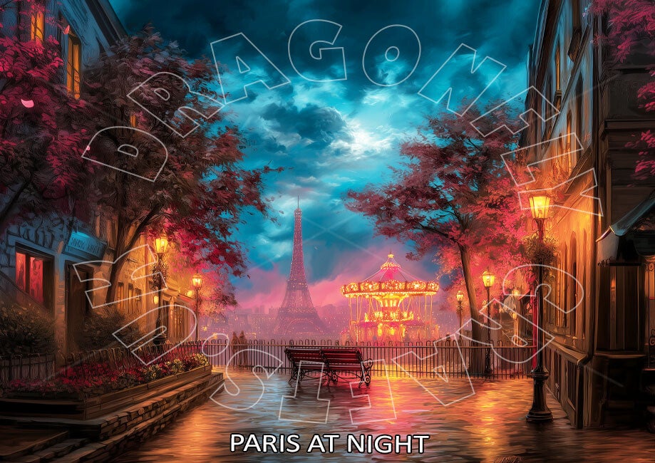 Paris at Night Rice Paper