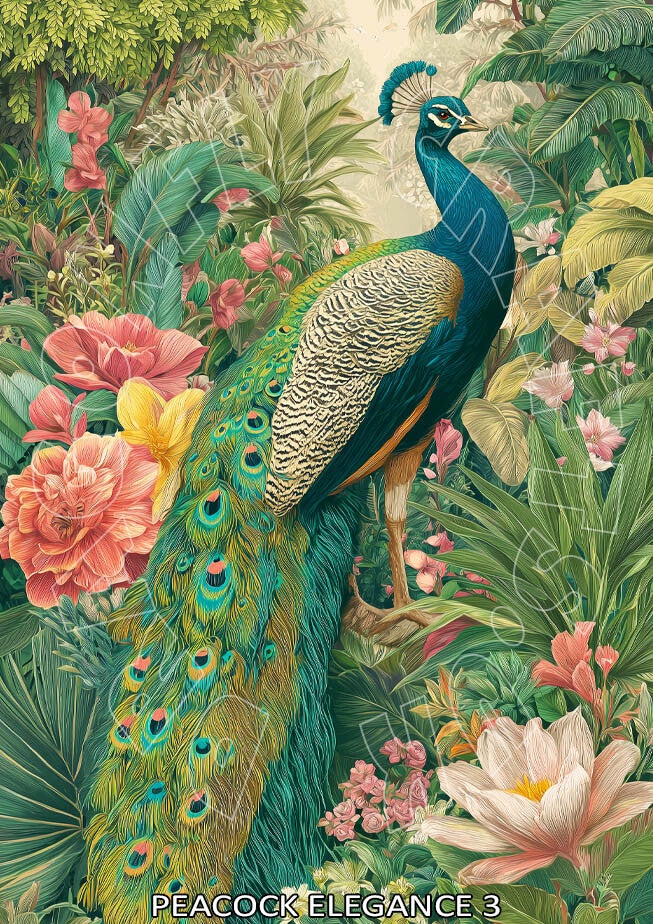 Peacock Elegance 3 Rice Paper