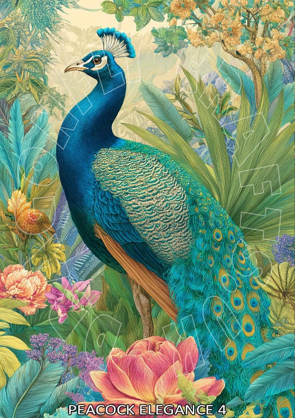 Peacock Elegance 4 Rice Paper