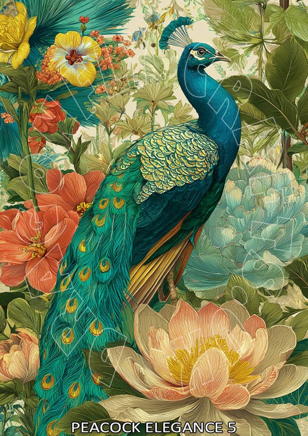 Peacock Elegance 5 Rice Paper