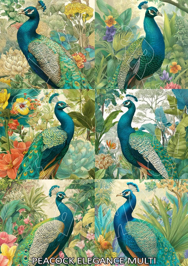 Peacock Elegance Multi Rice Paper