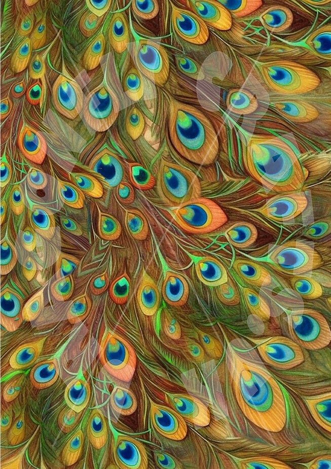 Peacock Background Rice Paper