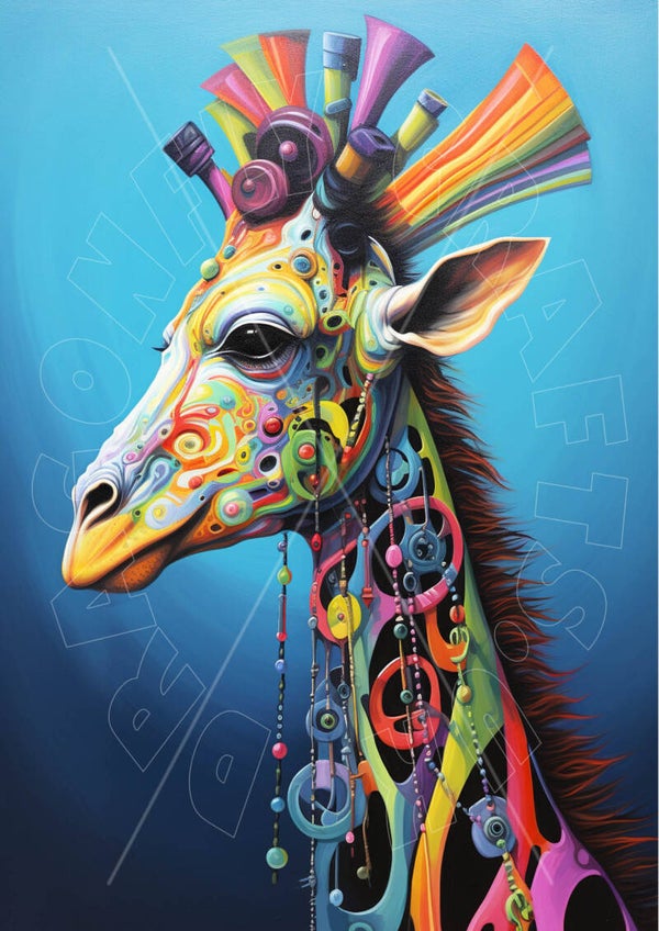 Rainbow Giraffe 1 Rice Paper
