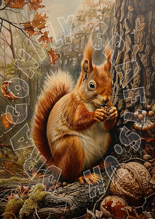 Red Squirrel 4 Rice Paper