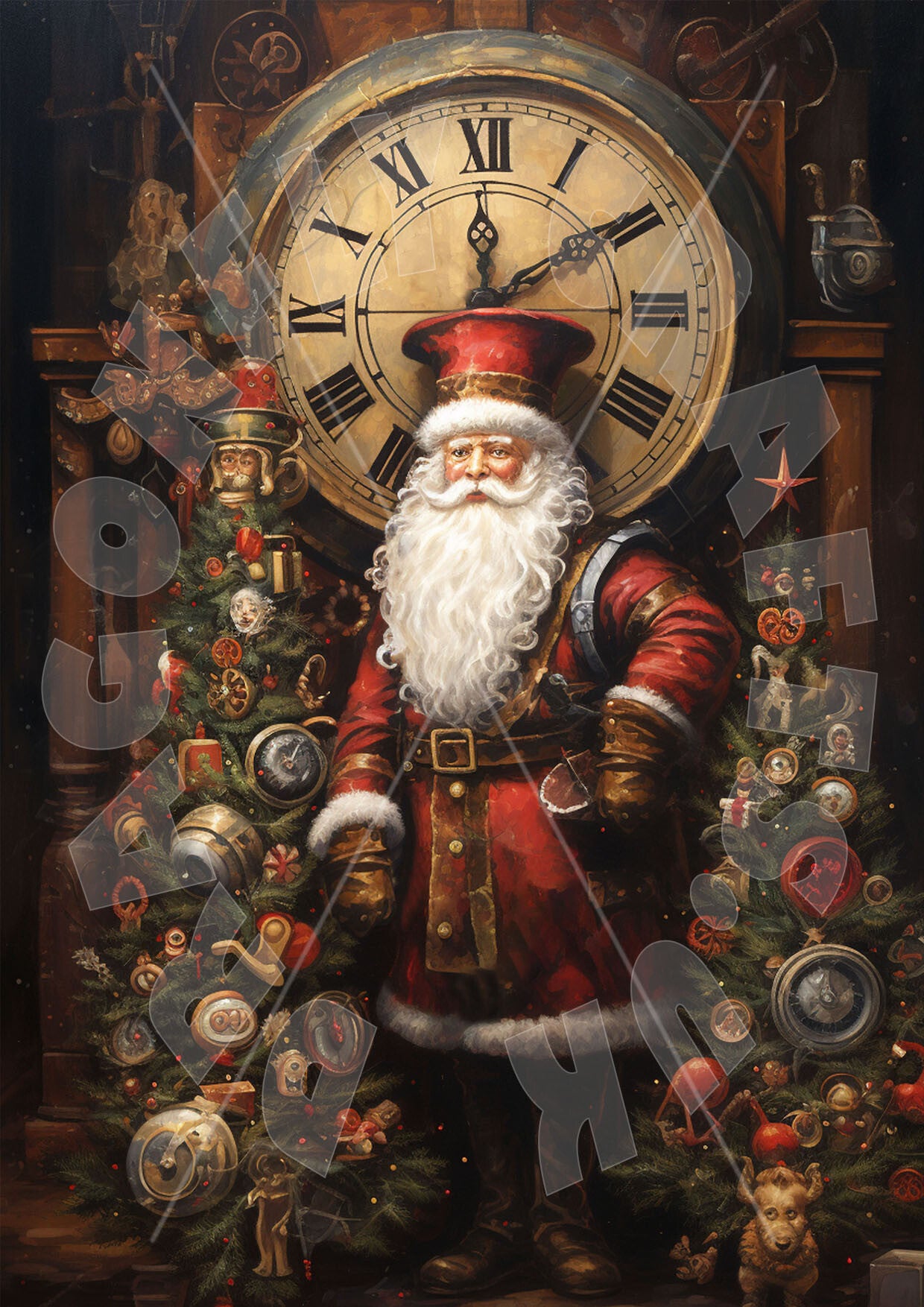 Santas Clock Rice Paper