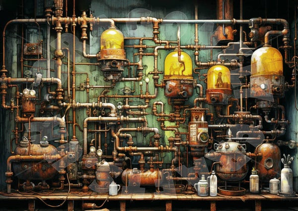 Steampunk Boiler Room 1 Rice Paper