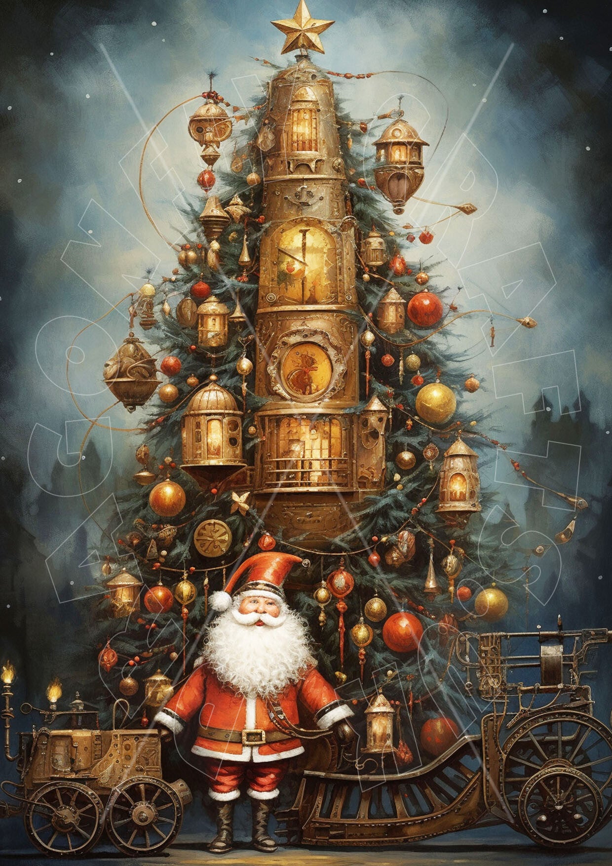 Steampunk Christmas Tree Rice Paper
