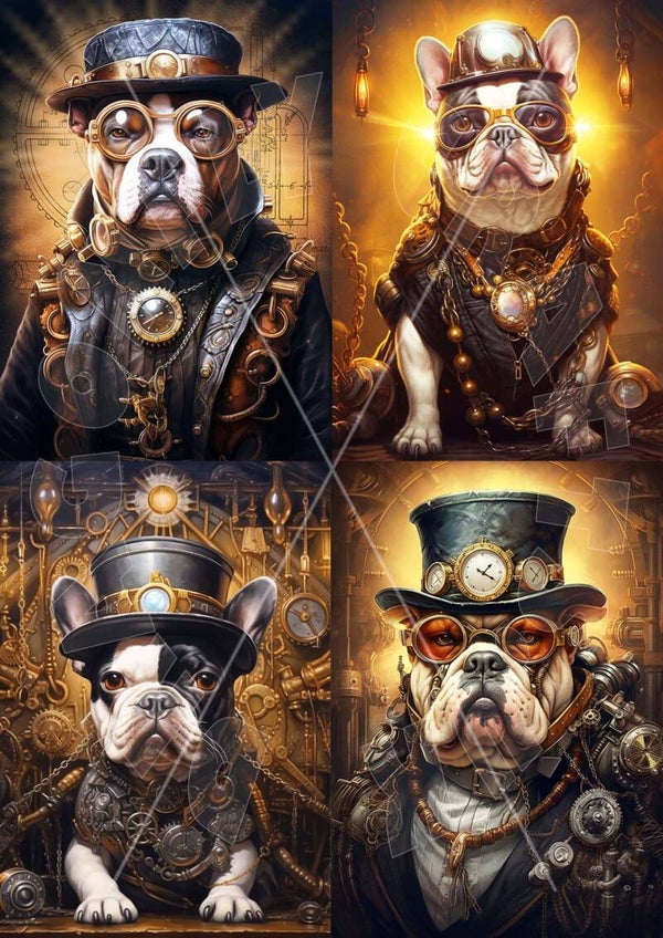 Steampunk Dogs 1 Multi Rice Paper