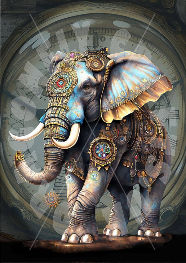 Steampunk Elephant 3 Rice Paper