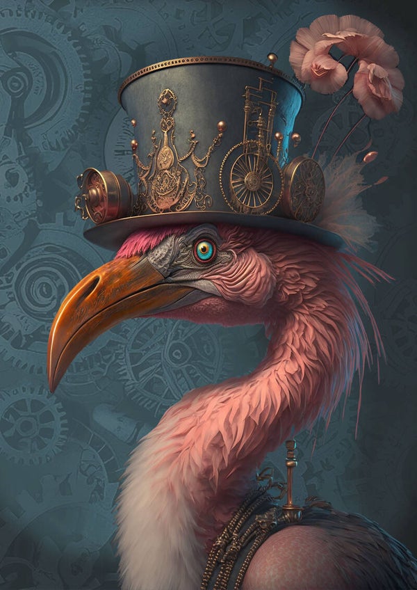 Steampunk Flamingo Rice Paper