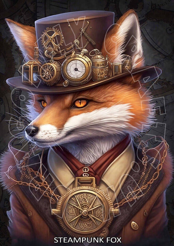 Steampunk Fox Rice Paper