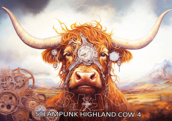 Steampunk Highland Cow 4 Rice Paper