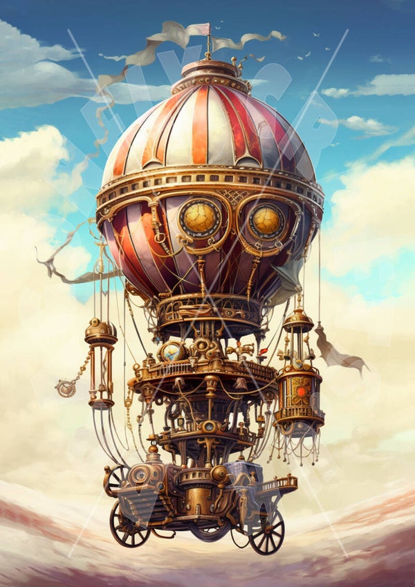 Steampunk Hot Air Balloon 1 Rice Paper