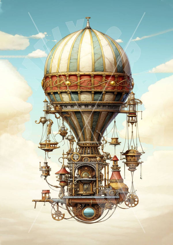 Steampunk Hot Air Balloon 2 Rice Paper