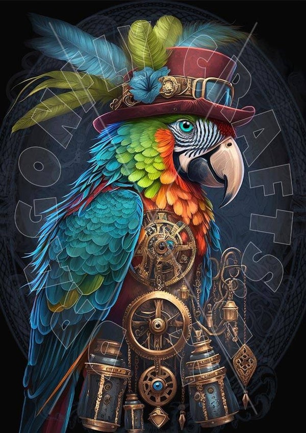 Steampunk Macaw 2 Rice Paper