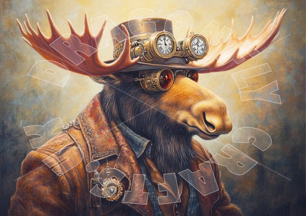Steampunk Moose Rice Paper