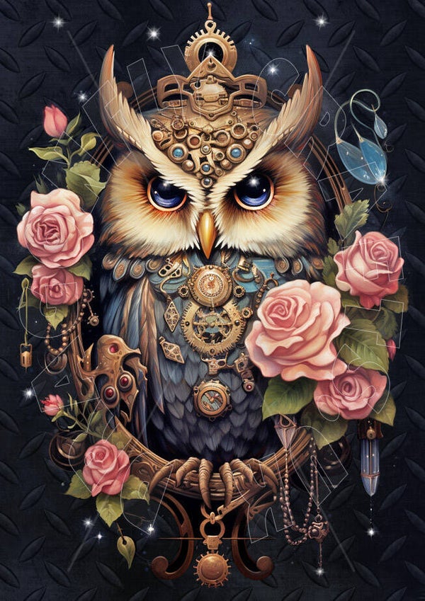 Steampunk Mrs Owl 1 Rice Paper