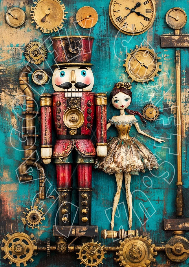 Steampunk Nutcracker Couple 2 Rice Paper
