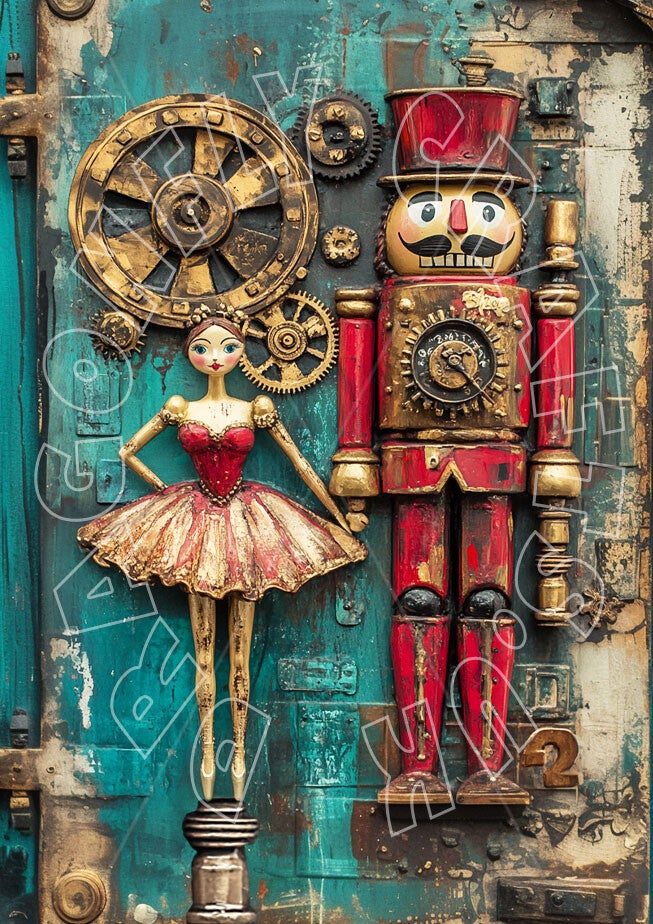Steampunk Nutcracker Couple 3 Rice Paper