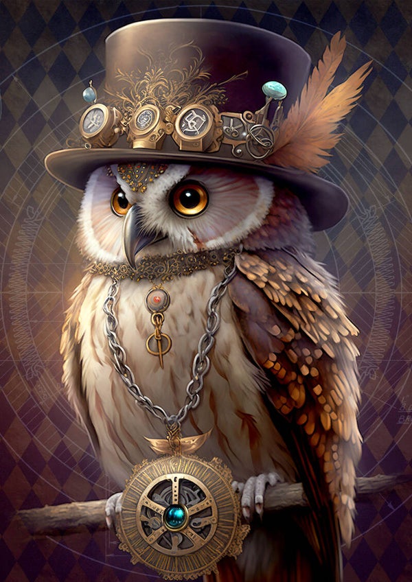 Steampunk Owl 1 Rice Paper
